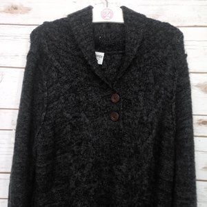 Cozy Black Sweater with Button Detail